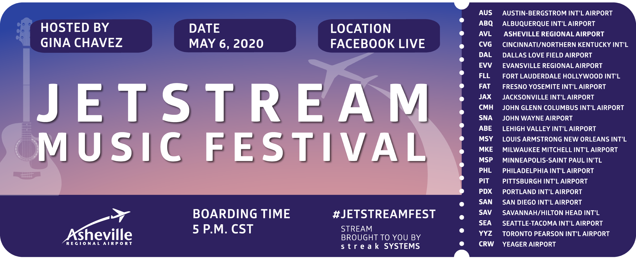AVL to participate in the firstever JetStream Music Festival, a